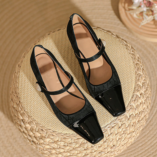 Damen elegante Mary Jane Pumps mit feinem Absatz und modischem Riemen EB