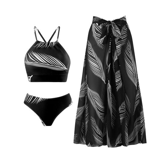 Damen Bikini-Set mit floralem Design und schickem Wickelrock EB