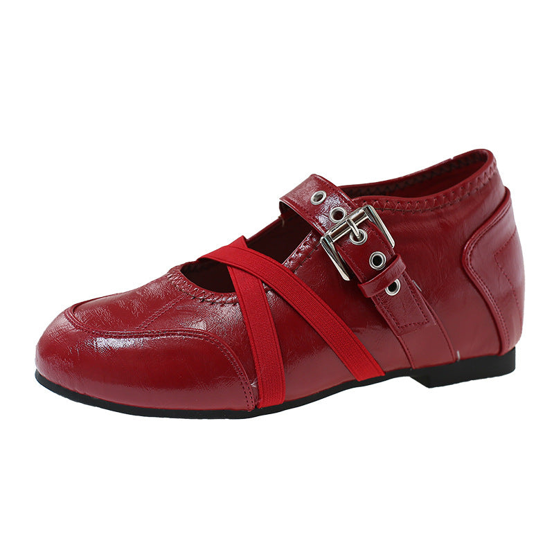 Damen Ballerinas mit stylishen Riemchen und mittelhohem Absatz EB