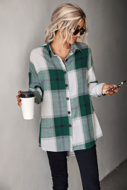 Damen Hemdenjacke im karierten Design mit großen Taschen und komfortablem Schnitt EB