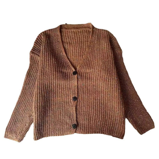 Damen Kuscheliger Grobstrick-Cardigan mit Knopfdetail und weitem Schnitt EB