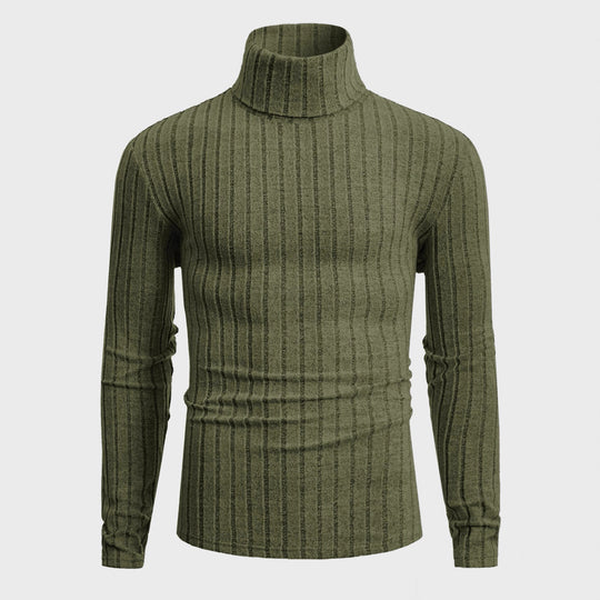 Damen Strickpullover mit hohen Kragen und feiner Rippenstruktur EB