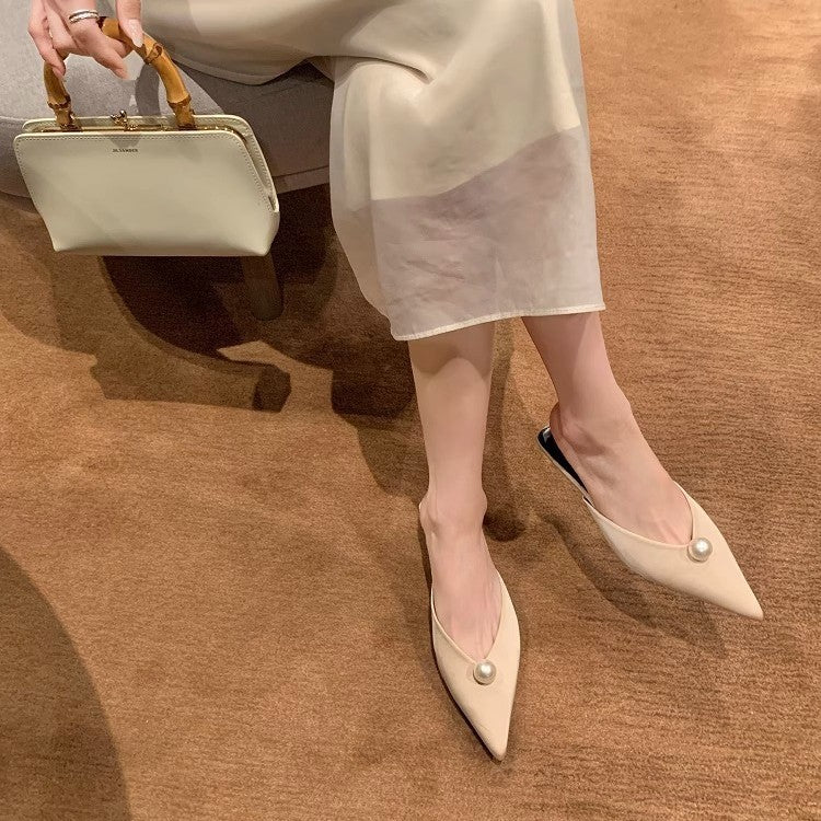 Damen Slingback-Schuhe mit geschwungenem Absatz und eleganter Perlen-Applikation EB