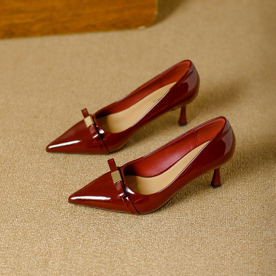 Damen elegante spitze Pumps mit modischem Riemen und komfortablem Absatz EB