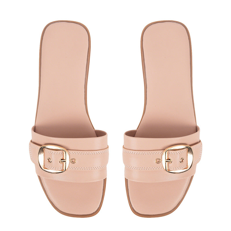 Damen Bequeme Slide-Sandalen mit modischem Schnallen-Design EB