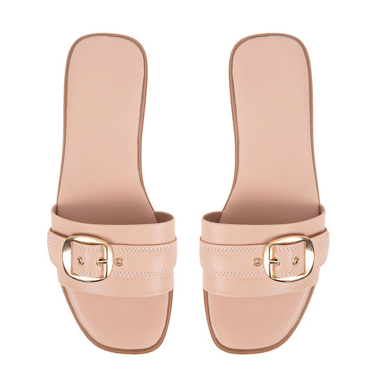 Damen Bequeme Slide-Sandalen mit modischem Schnallen-Design EB