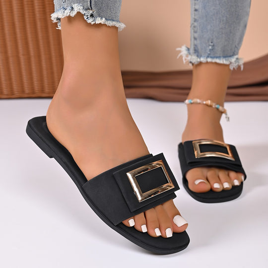 Damen modische Riemchensandalen mit dekorativem Schnallenverschluss EB