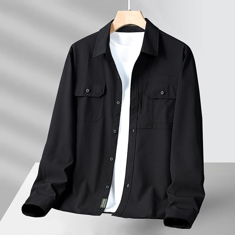 Herren nan strukturiertes Overshirt aus atmungsaktivem Ripstop mit zwei Klappbrusttaschen EB