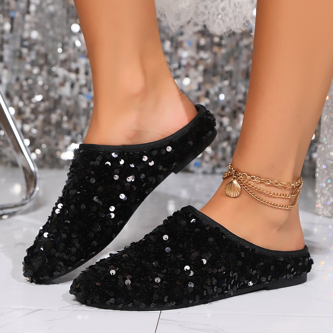 Damen Glitzernde Slippers mit funkelnden Pailletten und weichem Innenmaterial EB
