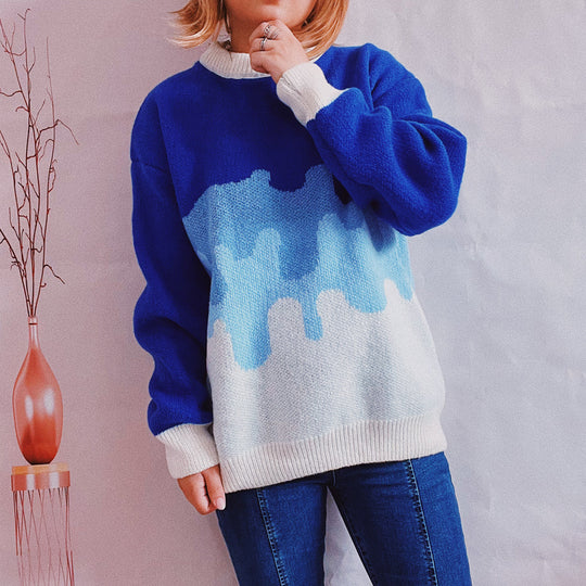 Damen Strickpullover mit modernem Farbverlauf und lässigem Schnitt EB