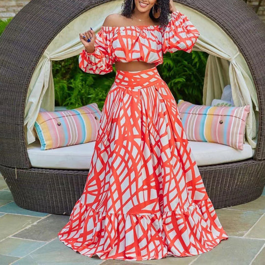 Damen Maxikleid mit überschnittenen Ärmeln und weitem Rock EB