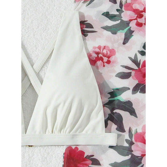 Damen Bikini-Set mit floralem Maxi-Rock EB