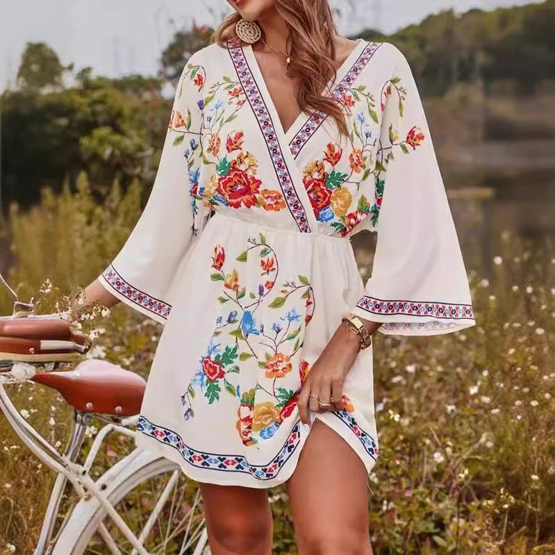Damen Sommerliches Kleid mit raffinierten Stickdetails EB