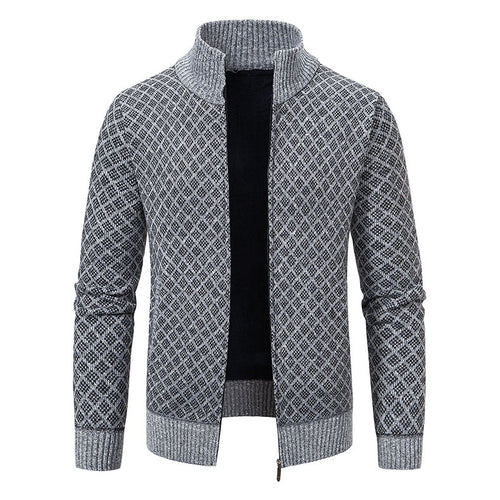 Herren Strickjacke mit modernem Zipper und hochwertigem Muster EB