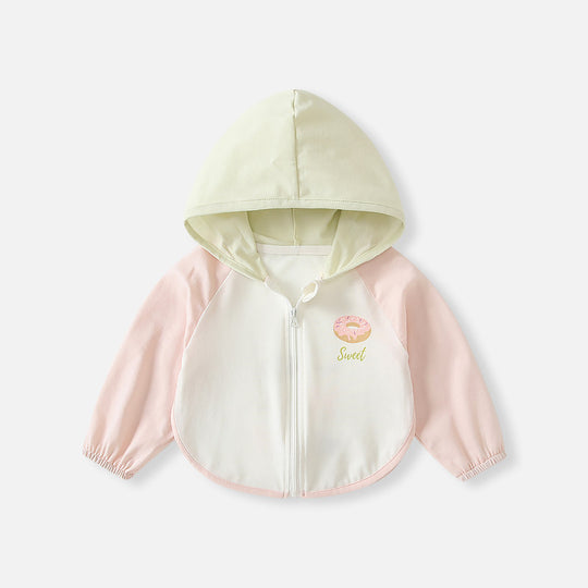 Unisex nan leichte Kapuzen-Windjacke für Kinder mit elastischem Saum und Reißverschluss EB