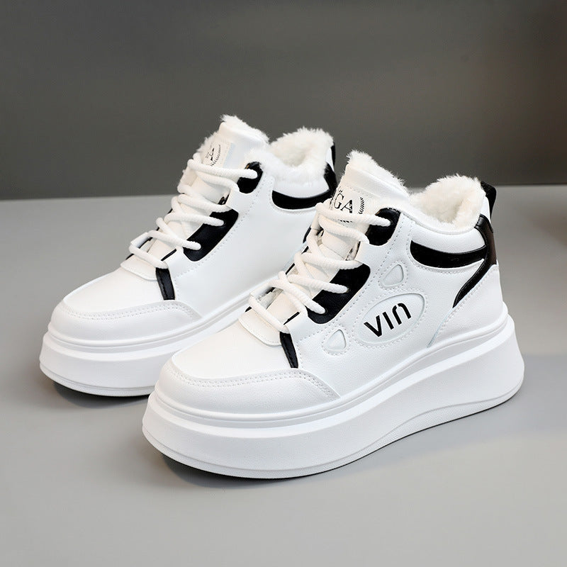 Damen modische High-Top Sneakers mit kuscheligem Innenfutter und robustem Sohlenprofil EB