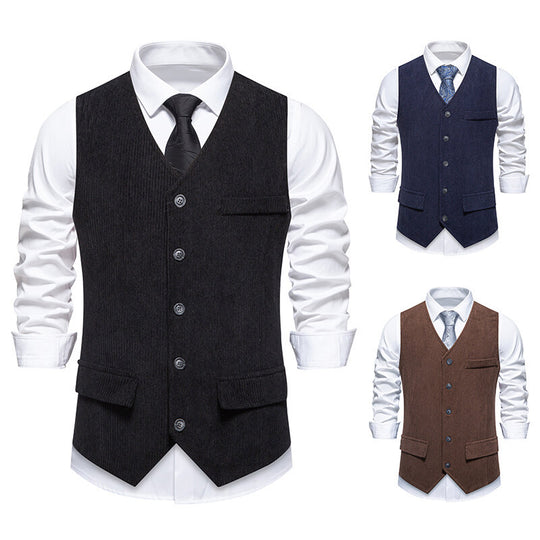 Herren eleganter Anzugweste mit strukturiertem Design und praktischen Taschen EB