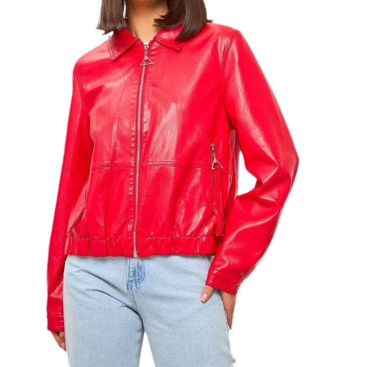 Damen modische Bomberjacke aus veganem EB