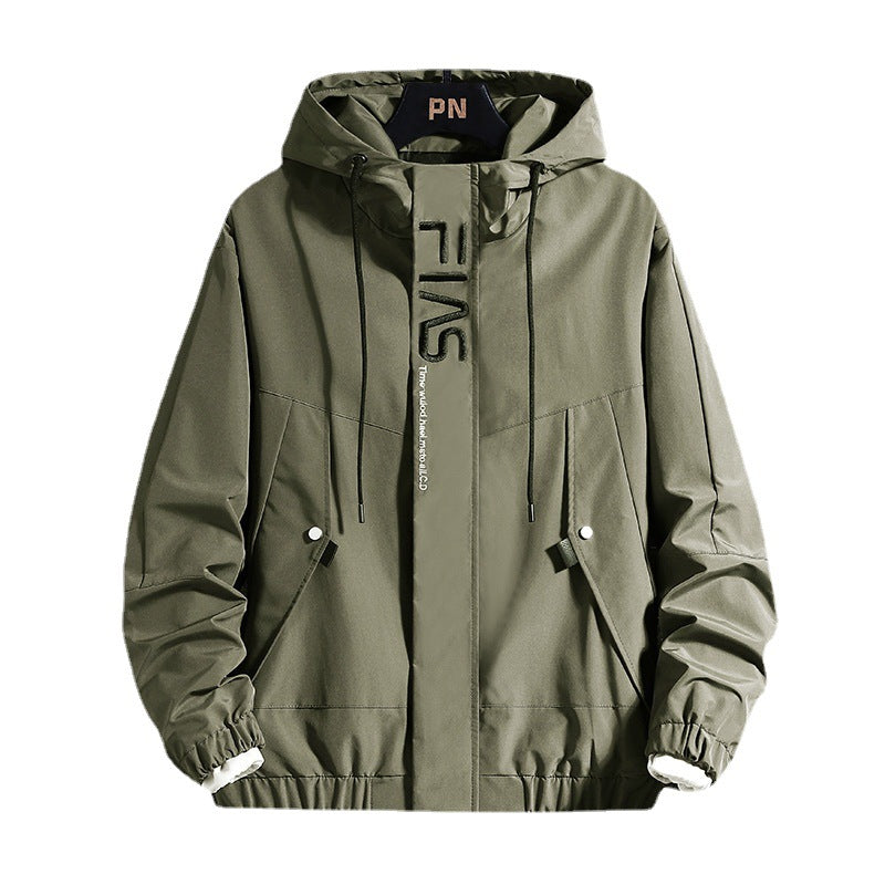 Herren Kapuzen-Utility-Fieldjacke mit verdeckter Zip-Front und verstellbarem Kordelzug EB