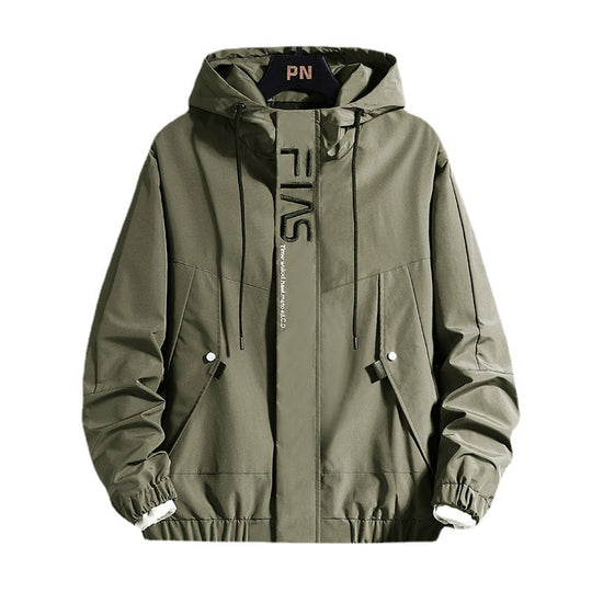 Herren Kapuzen-Utility-Fieldjacke mit verdeckter Zip-Front und verstellbarem Kordelzug EB