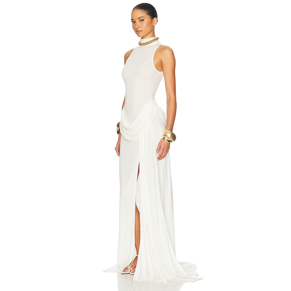 Damen Maxikleid mit figurbetontem Schnitt und elegantem Drapierungselement EB