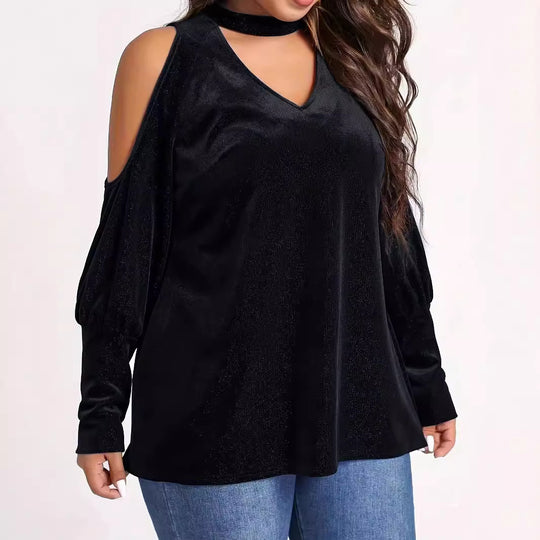Damen Elegantes und glitzerndes Oberteil mit kalten Schultern EB