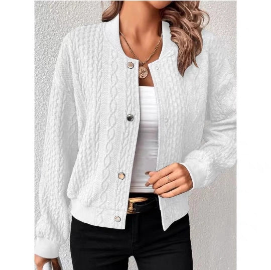 Damen Lässige Strickjacke mit strukturierter Oberfläche und Knopfleiste EB