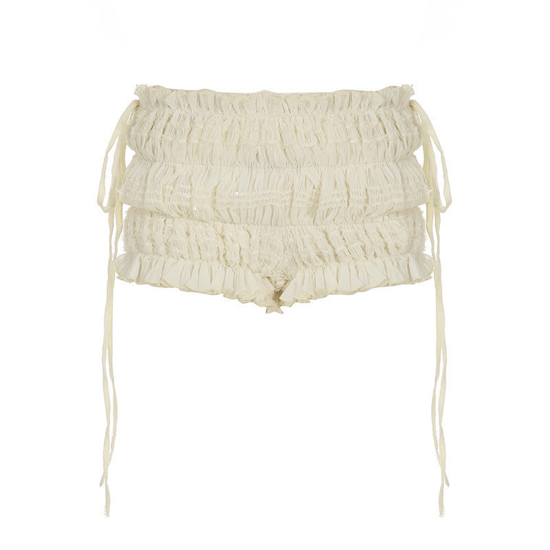 Damen Rüschen-Shorts mit verstellbaren Bindebändern EB