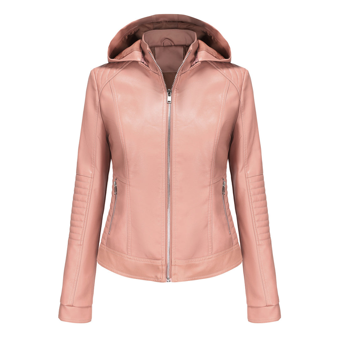 Damen Kapuzenjacke aus hochwertigem Kunstleder EB