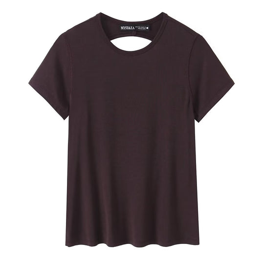 Damen Sportliches T-Shirt mit modischem Rückenausschnitt EB