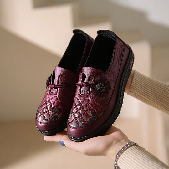 Damen bequeme Mokassins mit floralem Design EB