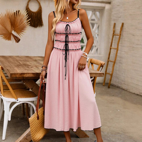 Damen Maxikleid mit raffinierten Raffungseffekten und verstellbaren Trägern EB