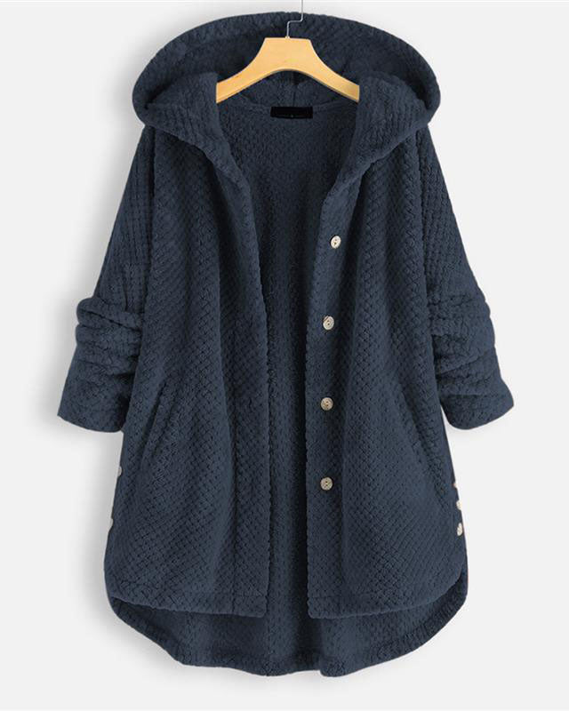 EB | Abgerundeter Saum Kapuzen Sweatshirtjacke