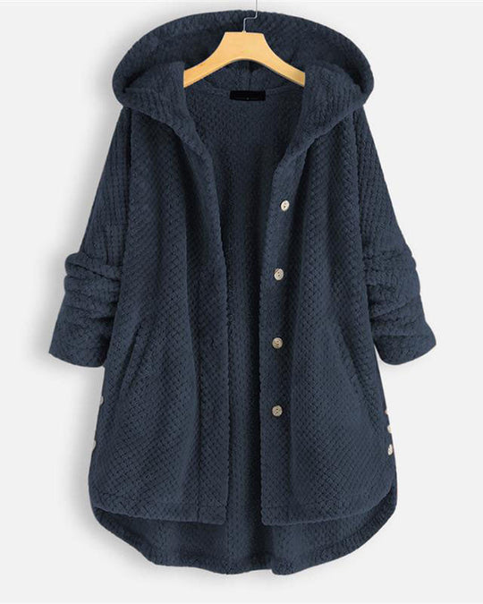 EB | Abgerundeter Saum Kapuzen Sweatshirtjacke