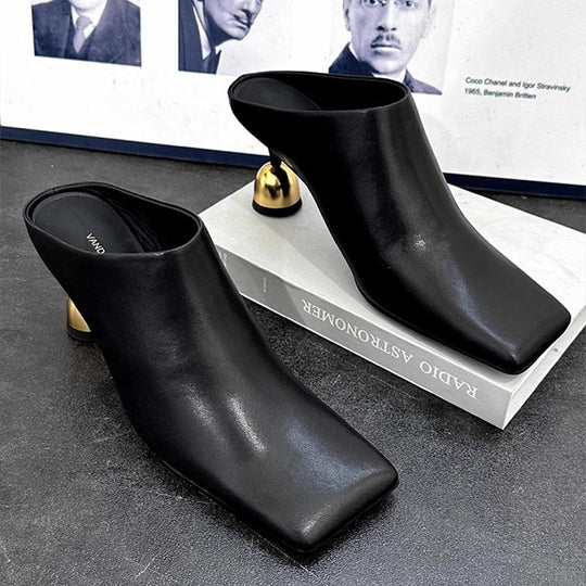 Damen Modische Mules mit schimmernden Absatz EB