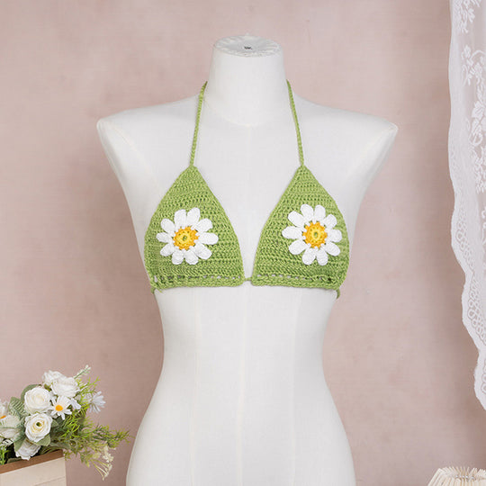 Damen Häkel-Bikini Oberteil mit floralen Motiven EB