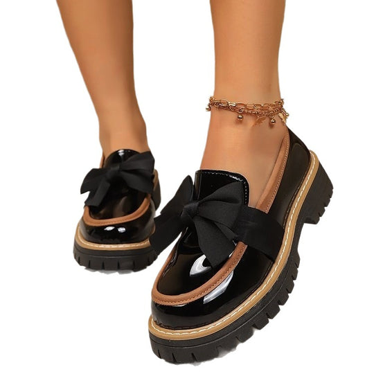 Damen Modische Loafers mit dekorativem Schleifendetail EB