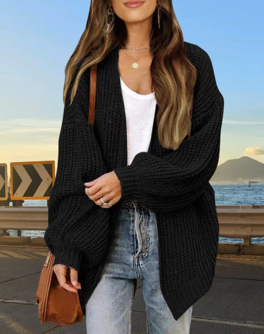 Damen Grobstrick Cardigan mit weitem Schnitt EB