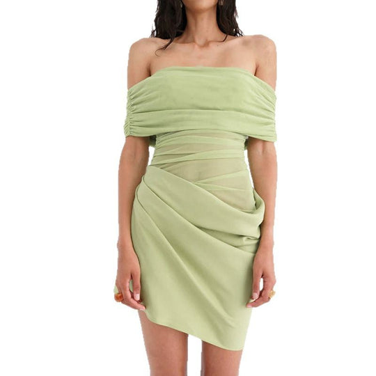 Damen Off-Shoulder Minikleid mit Rüschendetails und figurformender Drapierung EB