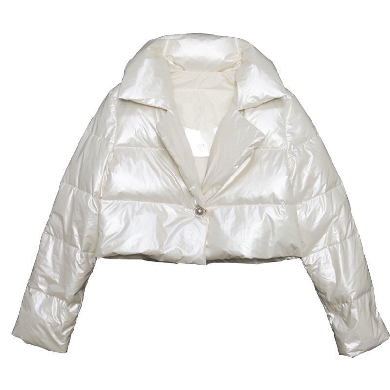Damen modische glänzende Kurzjacke mit Kragen EB