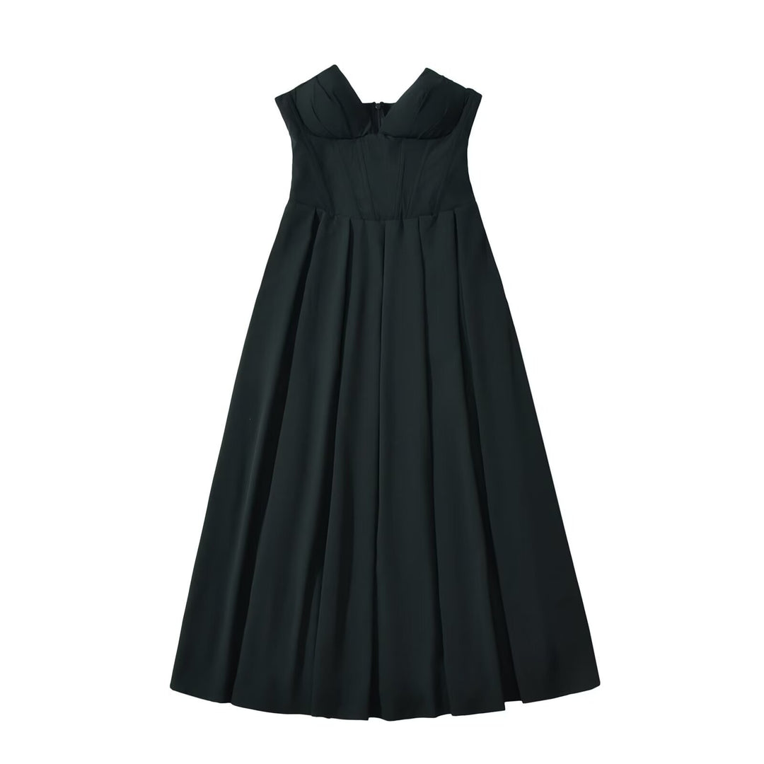 Damen Maxikleid mit elegantem Bustier-Ausschnitt und fließendem Rock EB
