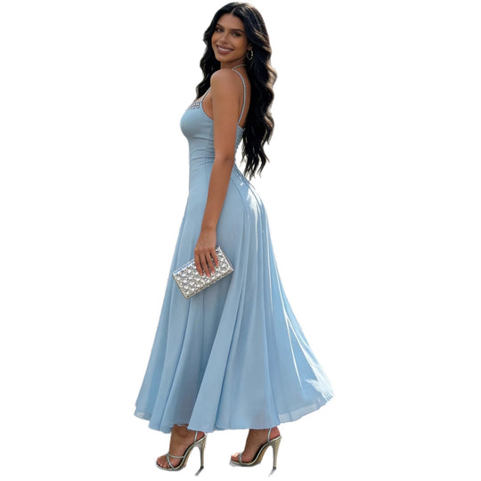 Damen Elegantes Partykleid mit funkelnden Details und schwingendem Rock EB