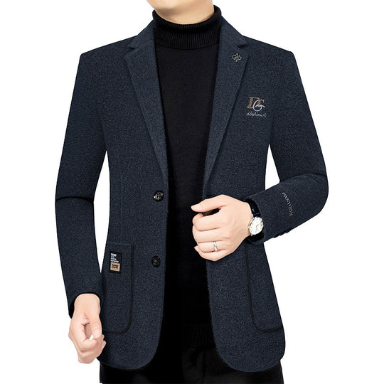 Herren Tweed-Blend Sakko mit Struktur, aufgesetzten Taschen und gemustertem Innenfutter EB