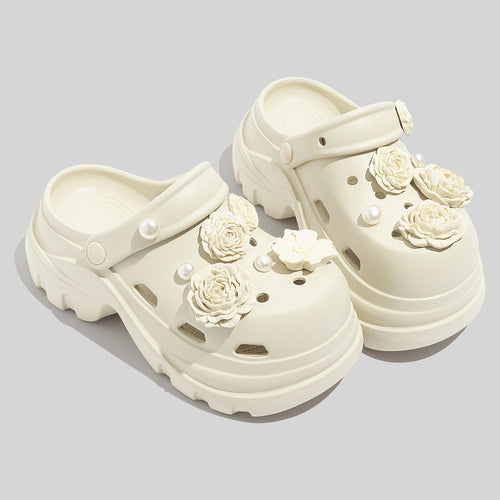 Damen Dekorative Clogs mit floralen Applikationen und rutschfester Sohle EB