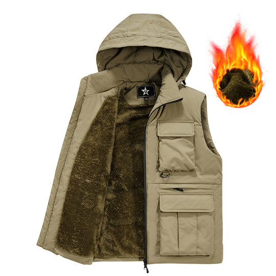 Herren Multifunktionale Outdoorweste mit Kapuze und wärmendem Fleecefutter EB