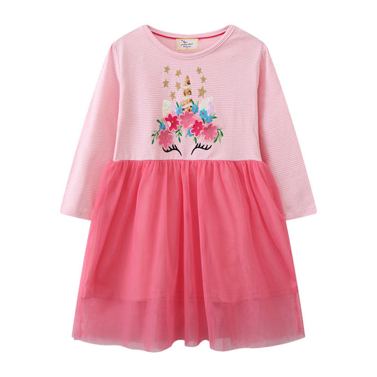 Mädchen Freizeitkleid mit bezaubernden Blumenstickereien EB