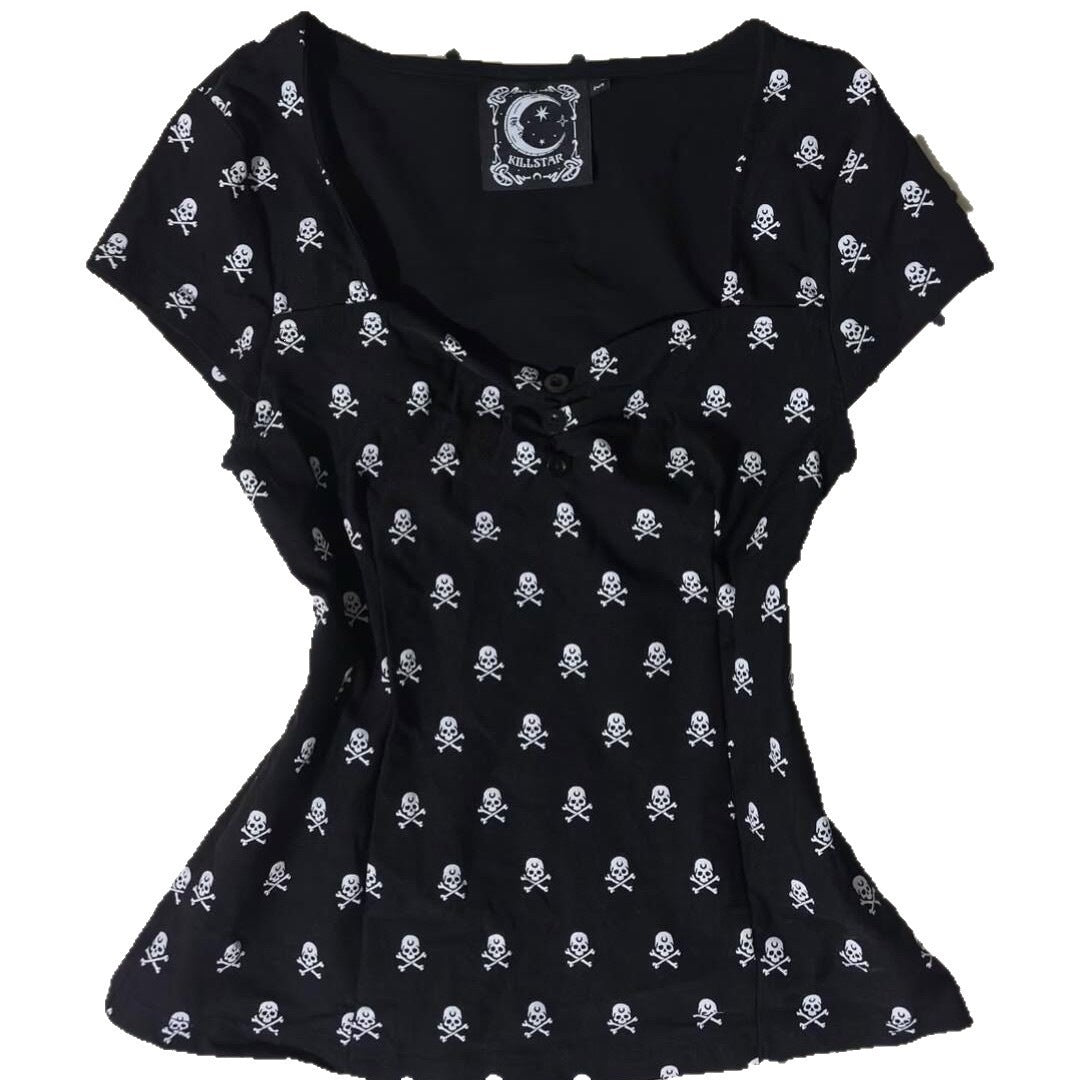 Damen Baumwollshirt mit Totenkopf-Muster EB