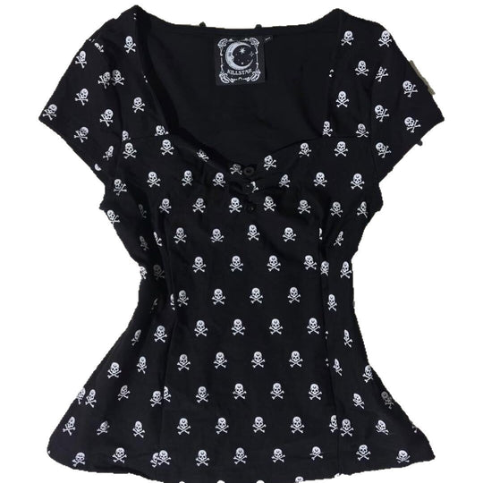 Damen Baumwollshirt mit Totenkopf-Muster EB