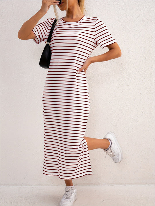 Damen Streifen-Maxikleid aus weichem Jersey EB