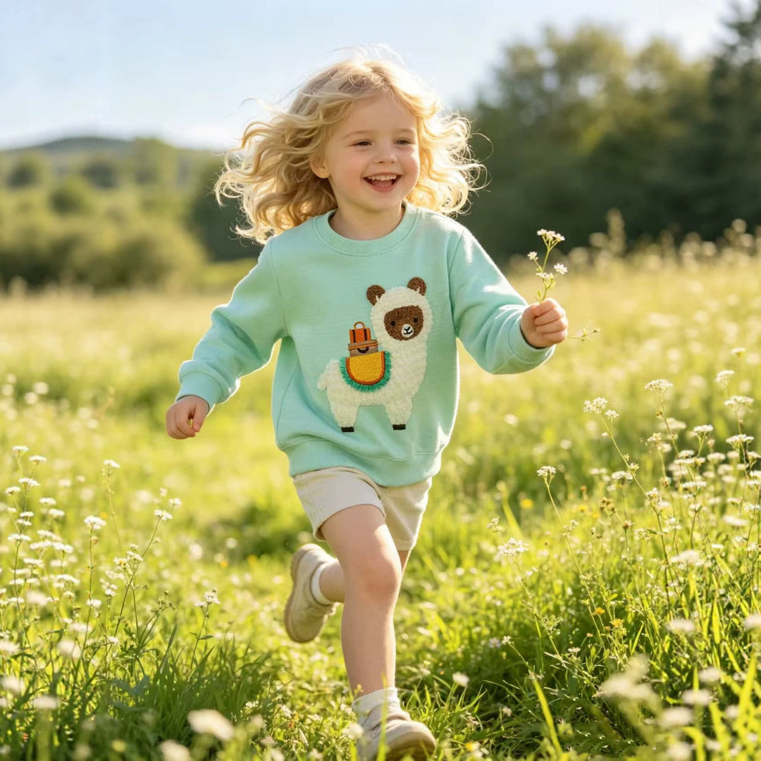 Mädchen Sweatshirt mit verspieltem Lama-Motiv EB